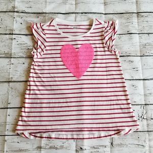 Crazy8 Striped with pink sequin heart shirt